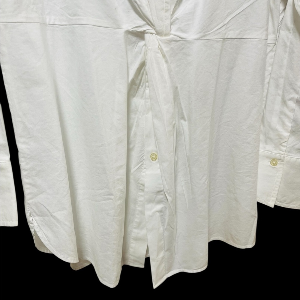 LOFT Women’s Dress Shirt Size 14 – White Button-Down Blouse – Twist Front – NWT - Picture 4 of 9